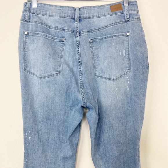 Judy Blue Lace Patch Distressed Light Wash Mid‎ Rise Skinny Jeans - Picture 9 of 13